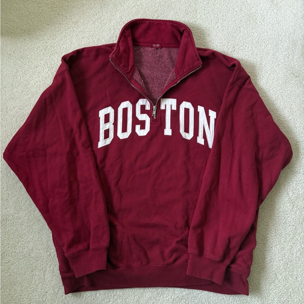 Brandy Boston Maroon Quarter-Zip Sweater